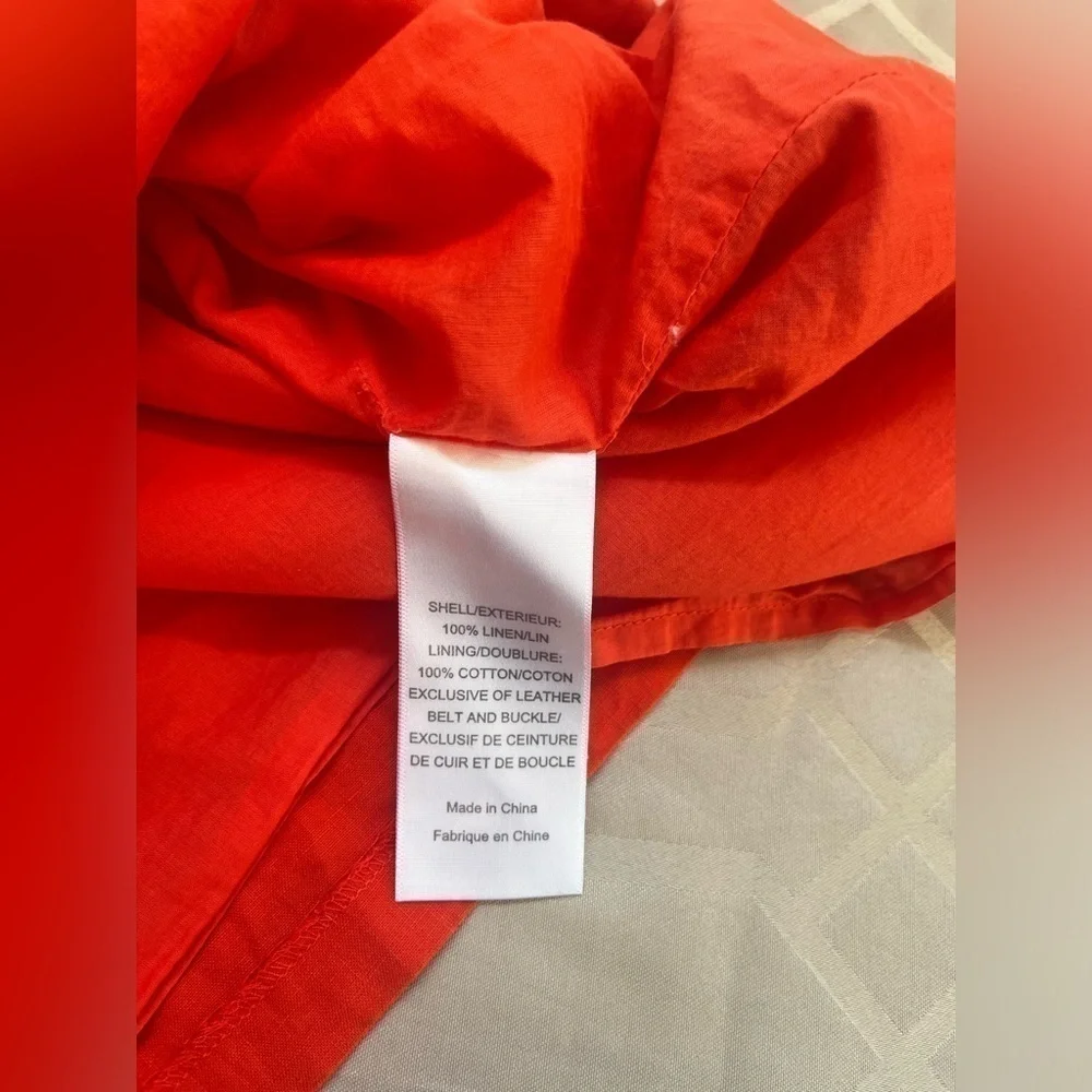 Tory Burch Orange Linen Keyhole Neck Shift Dress Size 6